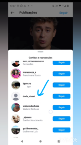 Print do perfil de Nicolás, mostrando quem curtiu